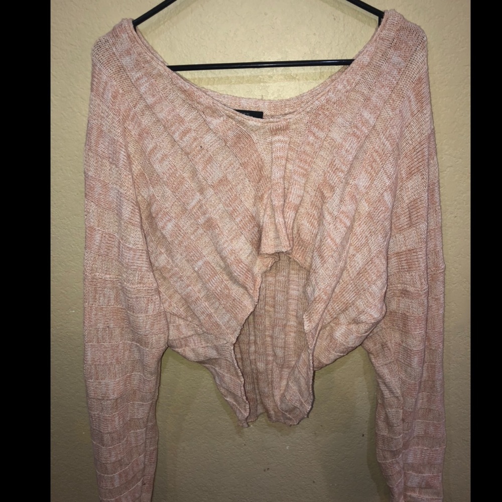 Pink Long Sleeve Cropped Sweater